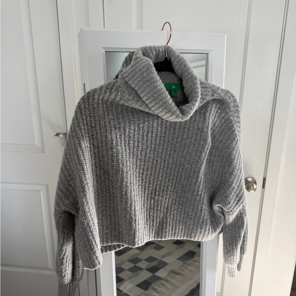 dip Light Gray Chunky Cowl Neck Sweater